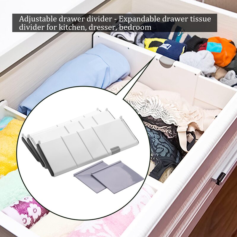 Adjustable Drawer Dividers Organizers - Expandable Drawer Organization Separators for Kitchen, Dresser, Bedroom,3-Pack
