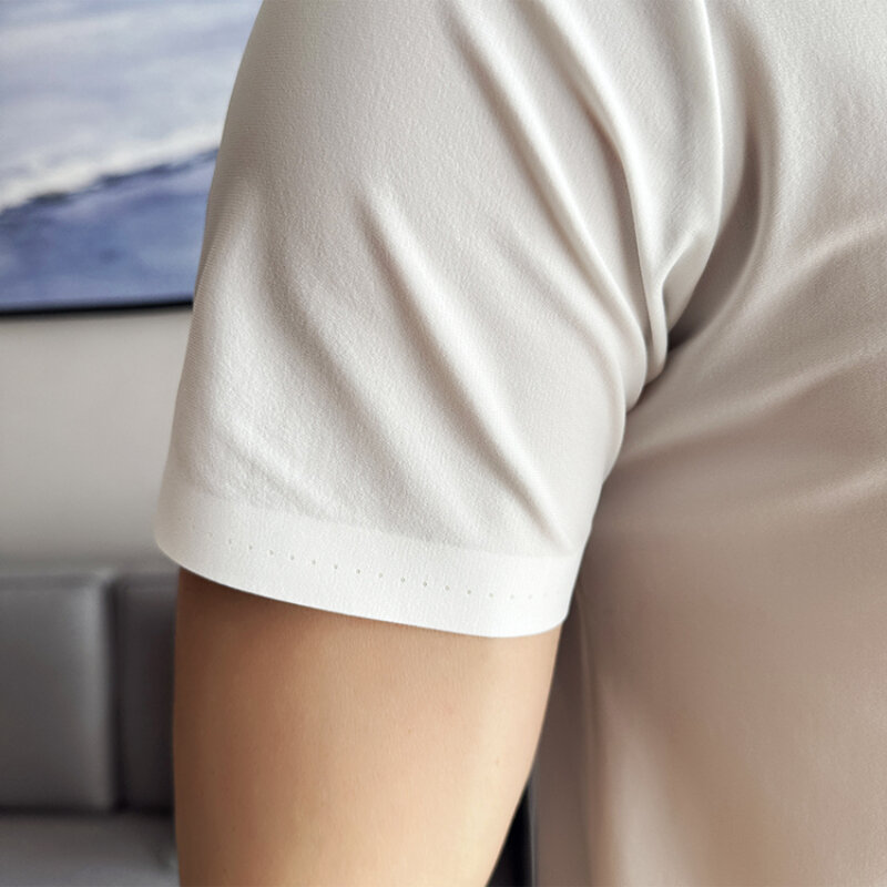 Camisa polo de manga curta masculina, monocromática, casual, respirável, elástica, de negócios, nova, alta qualidade, 2024 M-4xl