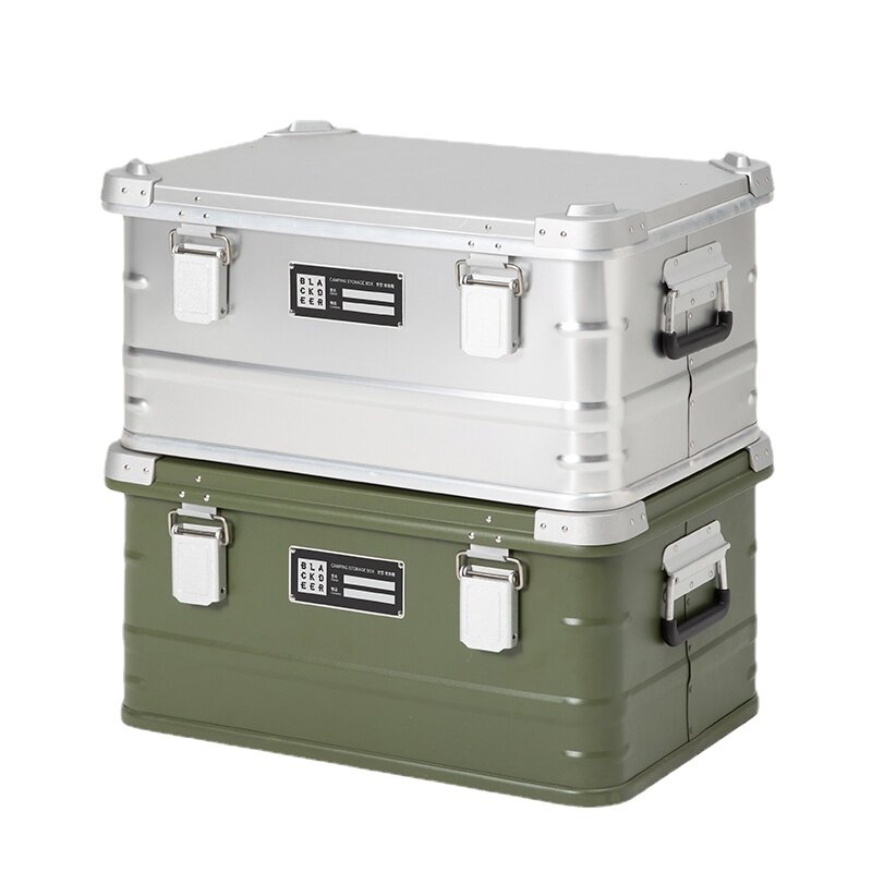 47L Aluminum Alloy Box Outdoor Camping Storage Box High-capacity Move House Travel Sundries Trunk Portable Case