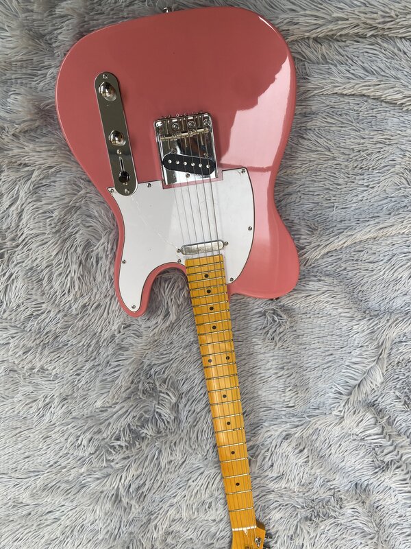 High-quality electric guitar, pink lacquer, classic styling, 6-string, free shipping from stock
