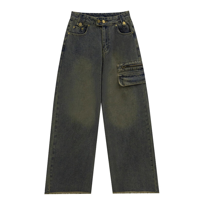 Retro Wijde Pijpen Jeans Voor Dames 2023 Herfst Hoge Taille Losse Spijkerbroek Met Rechte Pijpen Koreaanse Mode Lange Broek
