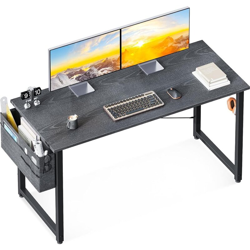 Escritorio de oficina grande para ordenador, mesa de trabajo moderna con gancho para auriculares para el hogar, escritorio para juegos de 48 pulgadas con almacenamiento