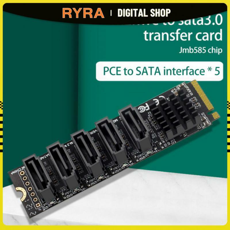 RYRA محول بطاقة الملحقات 5 ميناء SI-Pex40139 التوسع ل SATA III 6 جيجابايت/ثانية M2 PCIe PH56 M.2 الكمبيوتر SATA3.0 التوسع JMB585