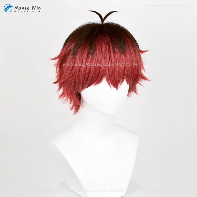 Wig Cosplay Stark Anime Wig 30cm rambut sintetis tahan panas pendek properti Cosplay Halloween