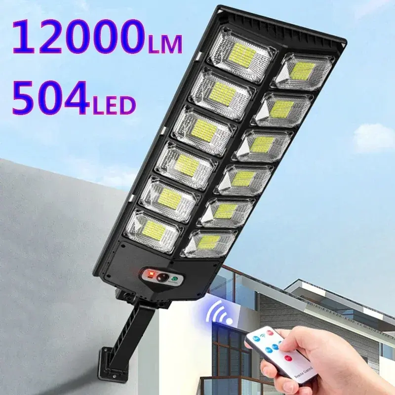 Lampu Jalan Sensor gerak tahan air, lampu jalan, lampu Panel surya, lampu taman, LED 12000 Lumens, lampu tenaga surya, tahan air