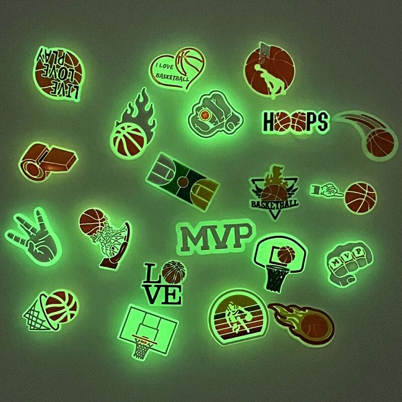 Accesorios de zapatos de baloncesto que brillan en la oscuridad para bebés, hebilla de zapatos de jardín, accesorios de plástico suave DIY