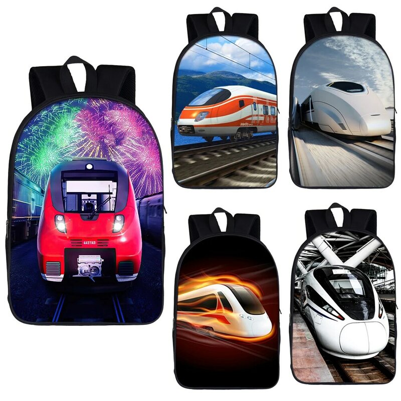 High Speed Rail Train Print Backpack for Teenager Boys Girls Children School Bags Women Men Laptop Backpack for Travel Book Bag