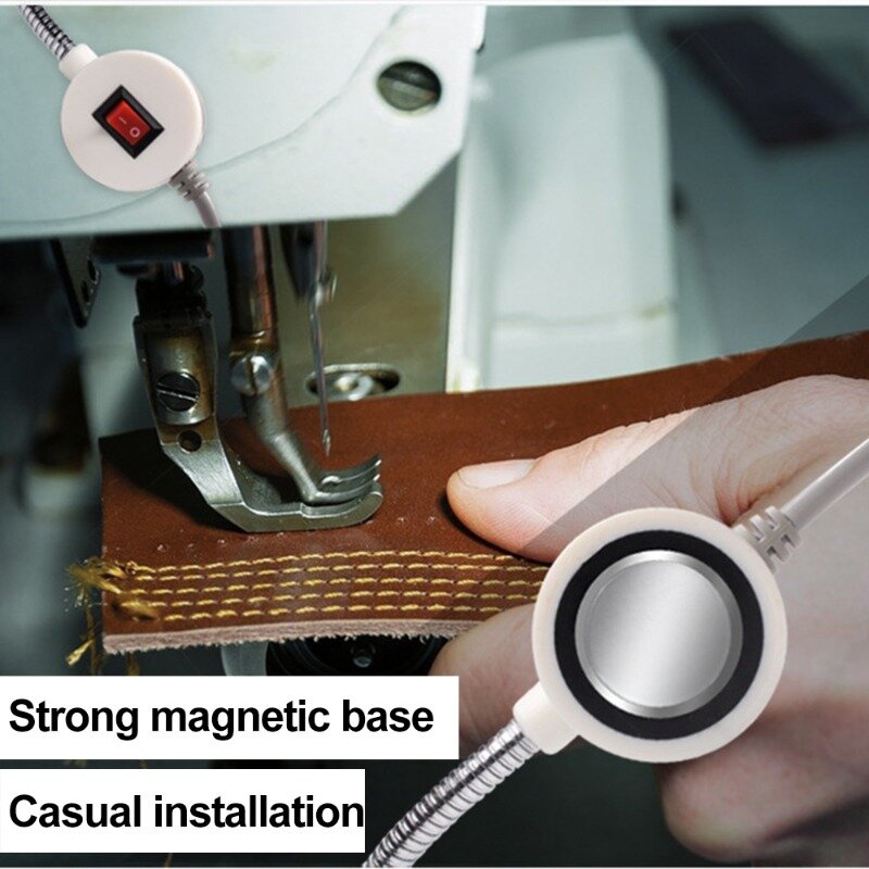 Base de montaje magnético para máquina de coser portátil, lámpara de cuello de cisne para todas las máquinas de coser, iluminación superbrillante, 110V, 220V