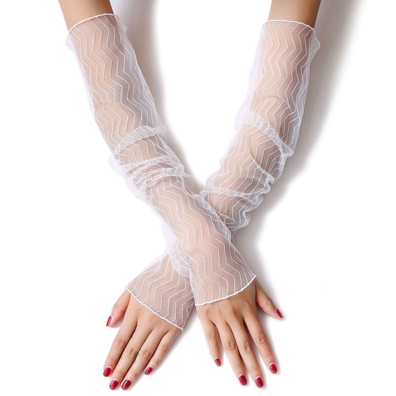 Sarung Tangan Jaring Elastis dengan Dekorasi Titik Sarung Tangan Wanita Pesta Pernikahan Berongga Dropship