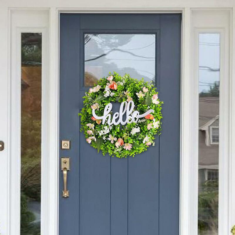 Весенний венок на дверь, цветочный венок, украшение 45 см, декоративный декор, зеленая гирлянда для праздника, фермерского праздника, улицы