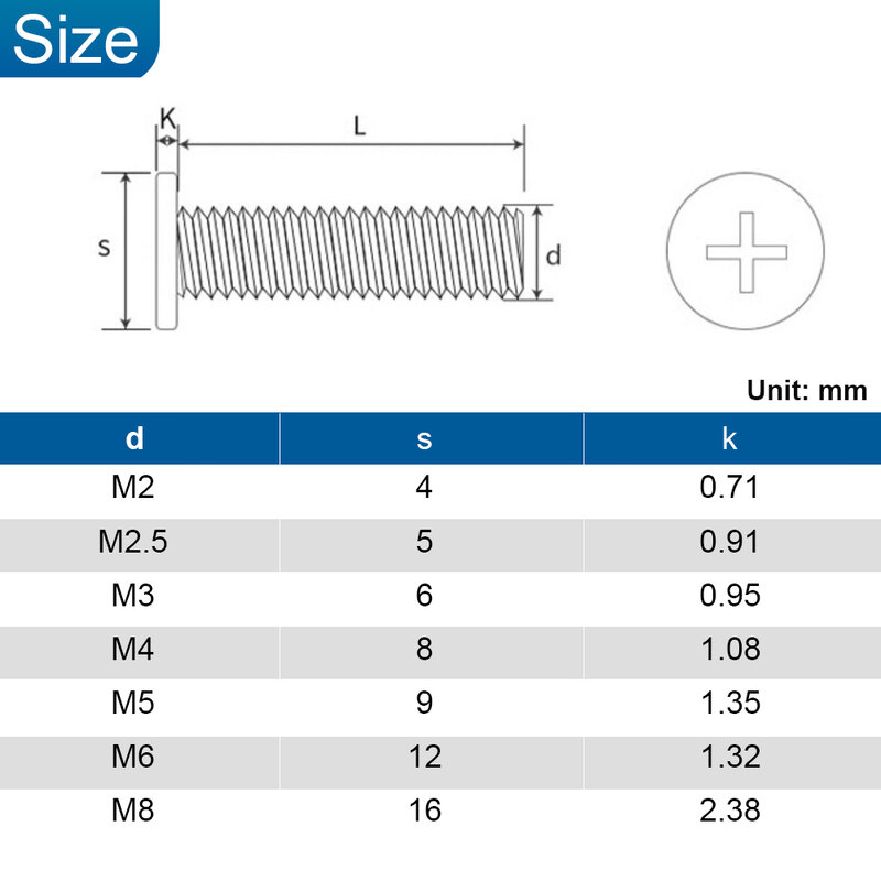 NINDEJIN-tornillo de cabeza de oblea plana Ultra delgada Phillips, M1.6, M2, M2.5, M3, M4, M5, M6 de acero al carbono CM, tornillo de cabeza delgada para ordenador portátil