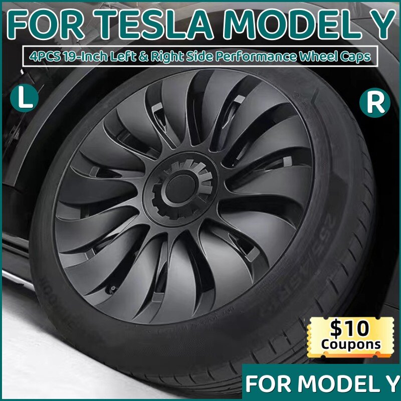 Tapa de cubo de rueda de repuesto para Tesla Model Y 2024, accesorio de cubierta de llanta completa, derecha e izquierda, 4 piezas, 19 pulgadas