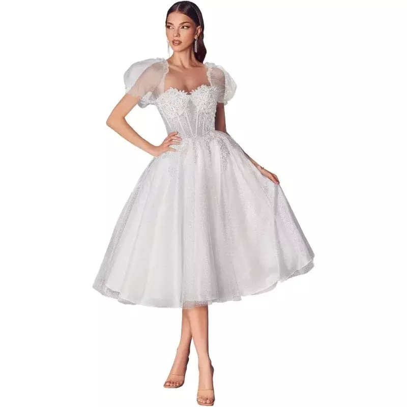 Wakuta brokatowy tiul do herbaty suknie balowe świecąca koronka 3D bufiasty rękaw formalny suknia wieczorowa na przyjęcie dla kobiet