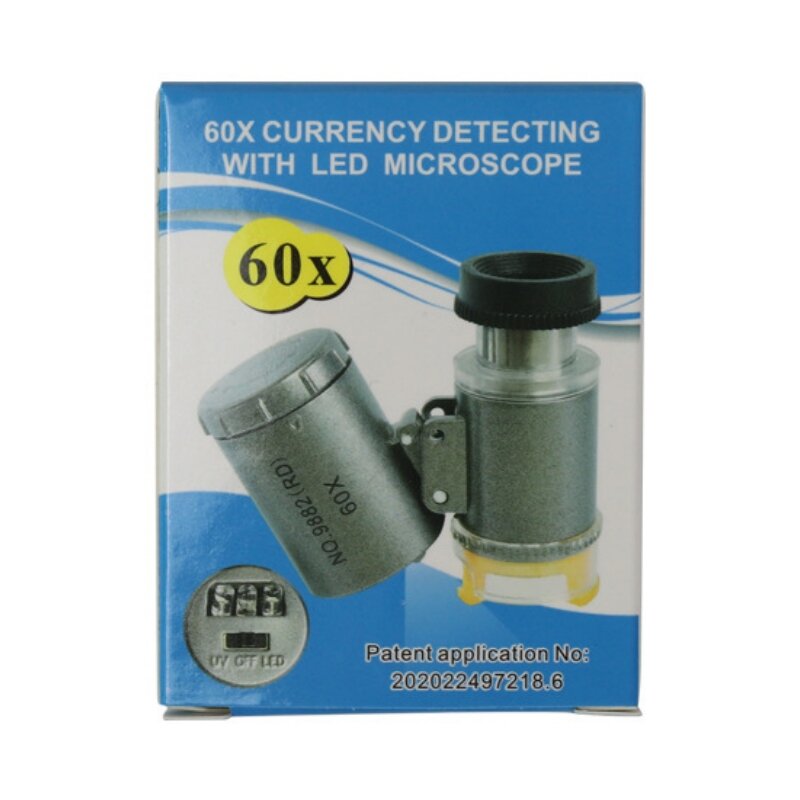 Datysonポータブルポケット顕微鏡60x、LEDライト付き通貨検証ライトno.9882 (rd) シルバー