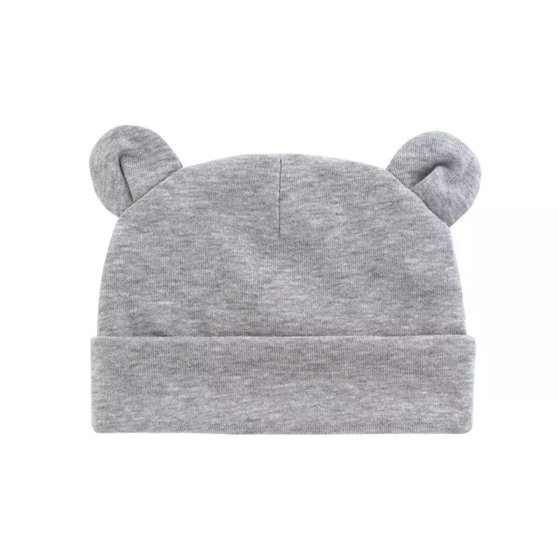Monocromático Ear Shape Cotton Hat para bebê recém-nascido, boné confortável, adereços fotografia, itens bonitos, Bonnet infantil, outono e inverno, 0-1