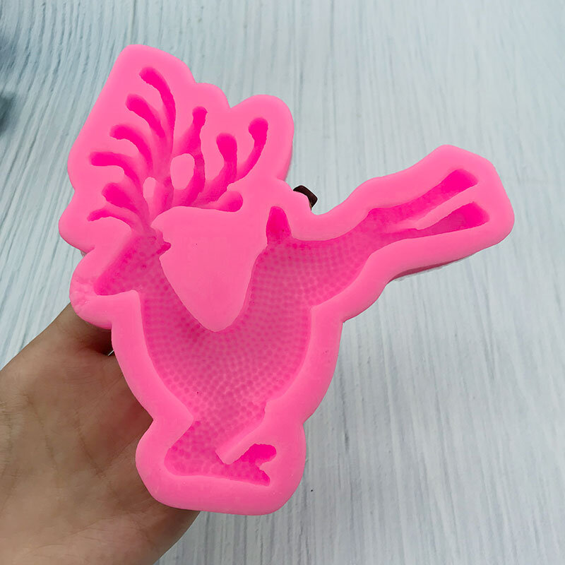 Pink Elk Shape Silicone Mold DIY Chocolate Cake Decoration Mold Creative Christmas Deer Biscuit Mold Home Baking Supplies