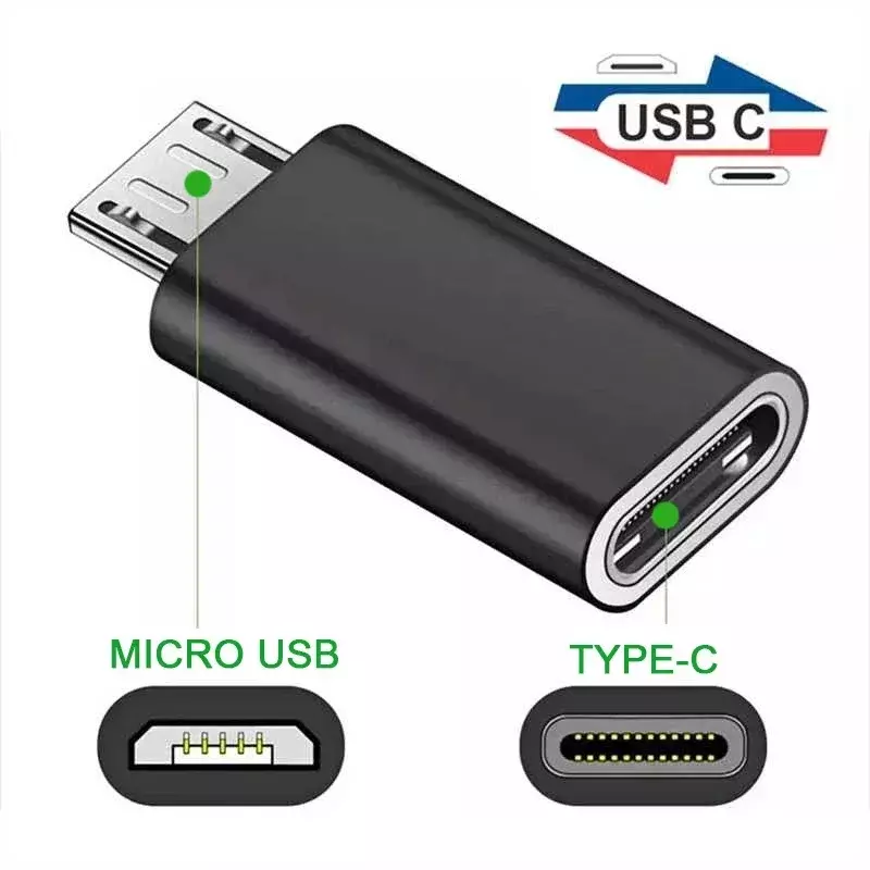 1-10ชิ้น USB Type C ตัวผู้ไปยังไมโคร USB ตัวเมียอะแดปเตอร์ที่ชาร์จชนิด Micro USB สำหรับหัวแปลง Xiaomi redmi
