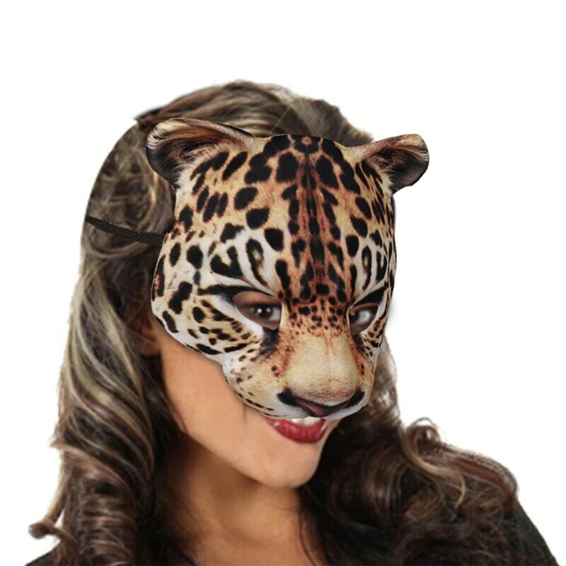 3D Animal Meia Máscara Facial, Halloween Masquerade, Bola Máscaras, Tigre, Porco, Festa de Carnaval, Vestido extravagante, Costume Props, Decoração Acessório
