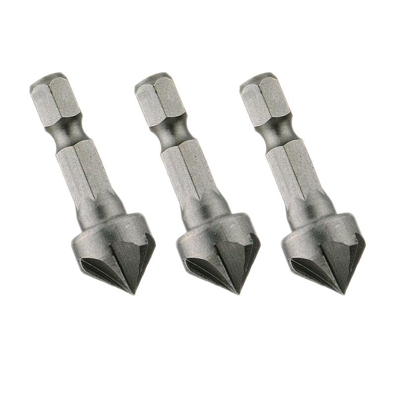 3 Pieces 90 Degree Countersink Drill Bit Replaces Small Hexagonal Handle