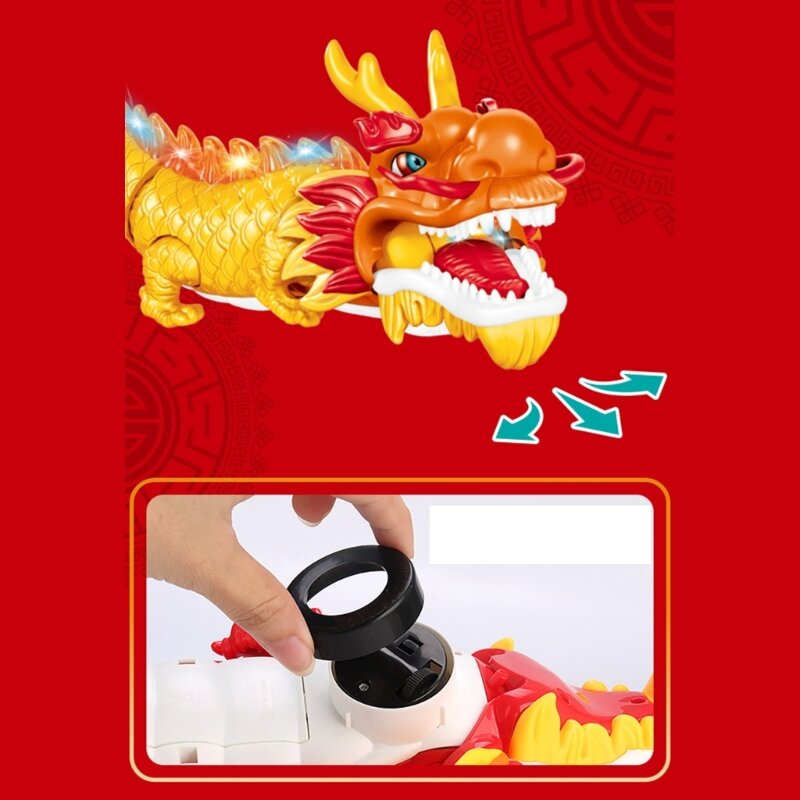 Chinees Nieuwjaar Wiebelende Draak Dans Speelgoed Peuter Kinderen Kruipen Leren LED Speelgoed