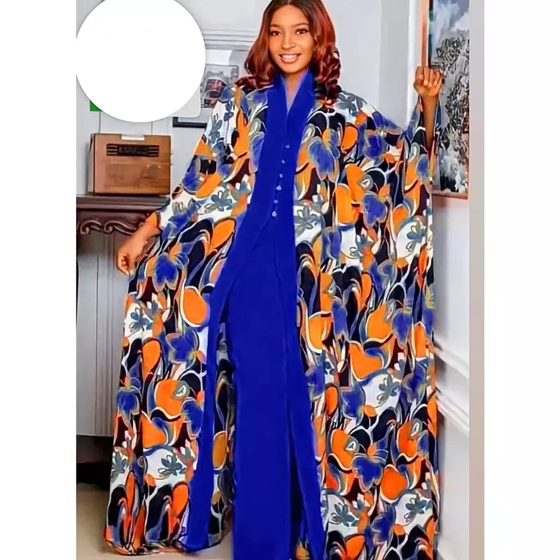 Nigeryjska sukienka damska afrykańska nowa dwuczęściowa komplet szerokie nogawki długie sukienki wesele okazje 463 #