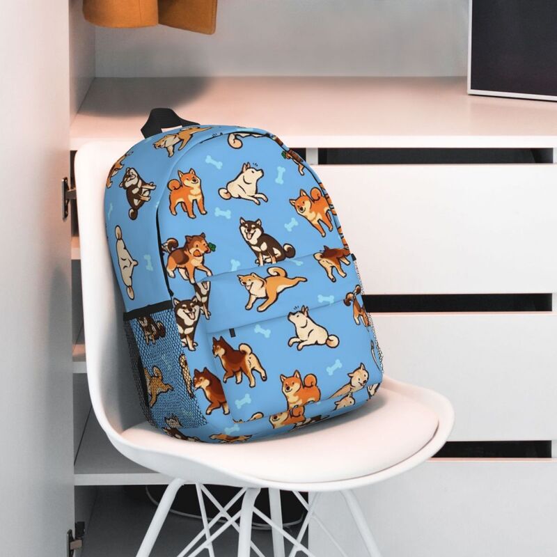 Shibes In Light Blue Backpacks Boys Girls Bookbag Cartoon Children School Bags Laptop Rucksack Shoulder Bag Large Capacity