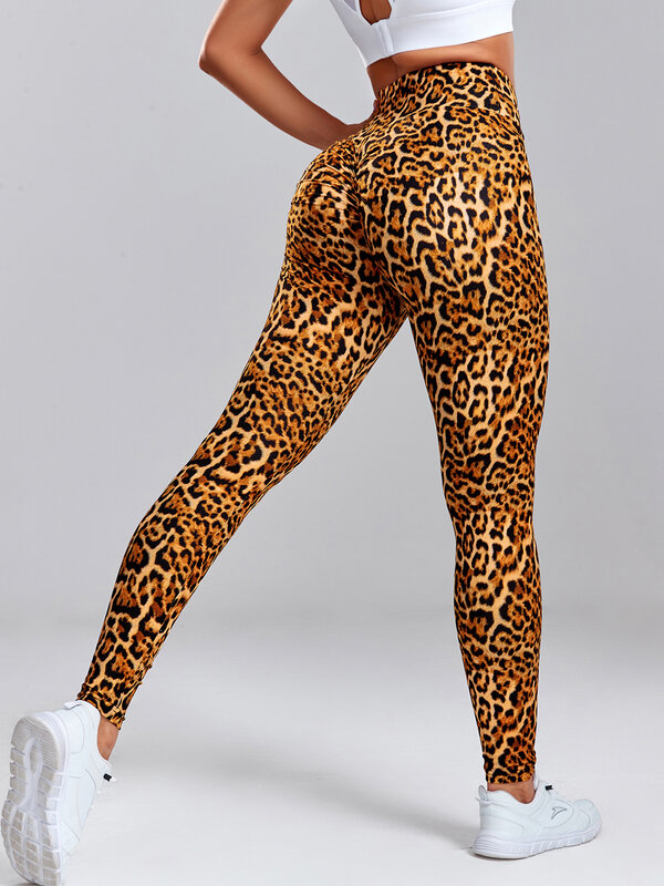 Cintura alta leopardo impressão leggings para mulheres, calças de ioga, fitness push up, sexy skinny collants, roupas femininas de ginástica, calças justas esportivas, novo