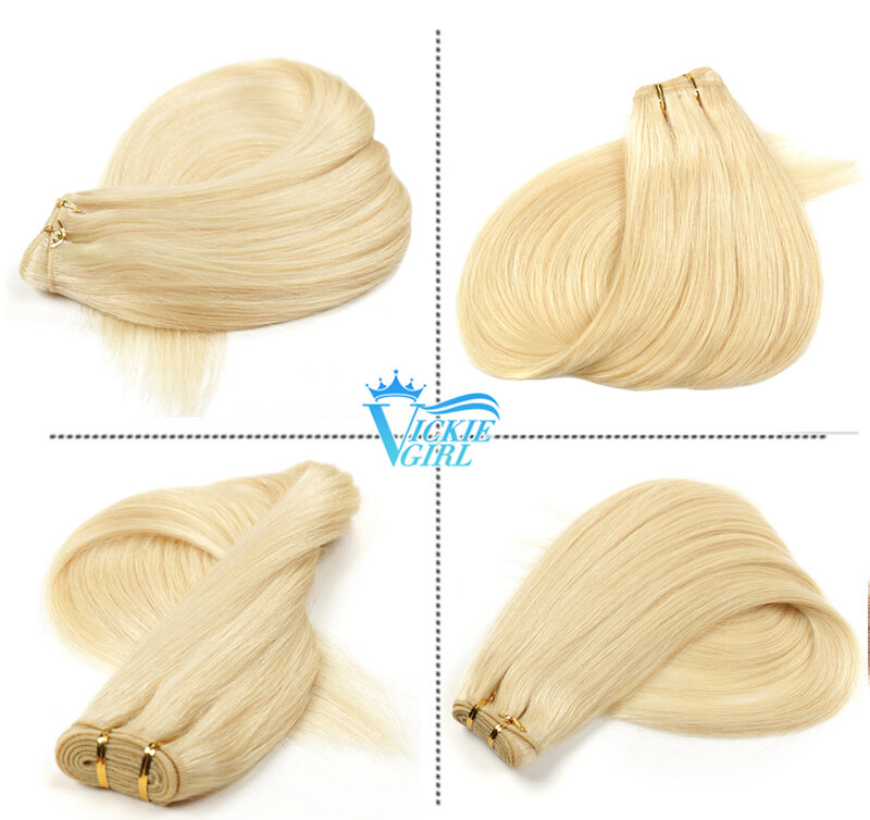 Straight Human Hair Weft Bundles Ombre Blonde Human Hair Extensions 100g/Pcs 16"-28"  Straight Remy Skin Double Weft
