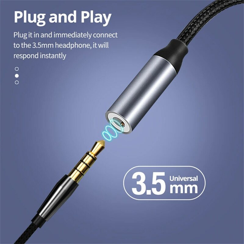 Adaptador USB tipo C a Aux de 3,5mm, Cable de Audio de nailon trenzado, convertidor de Cable de auriculares para Samsung, Xiaomi, POCO, iPad