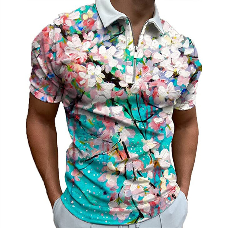 New Men's Summer Comfort and Breathable Lapel Printing Short -sleeved POLO Shirt