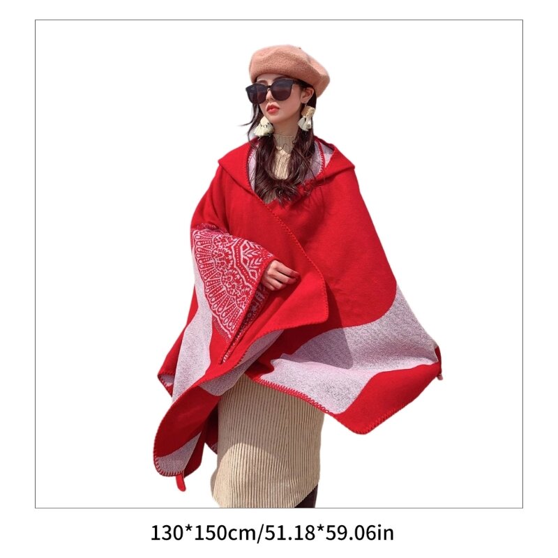 B36D Czeski duży szal Wrap Fashion Otwarty przód Poncho Sweter Płaszcz Peleryna dla kobiet