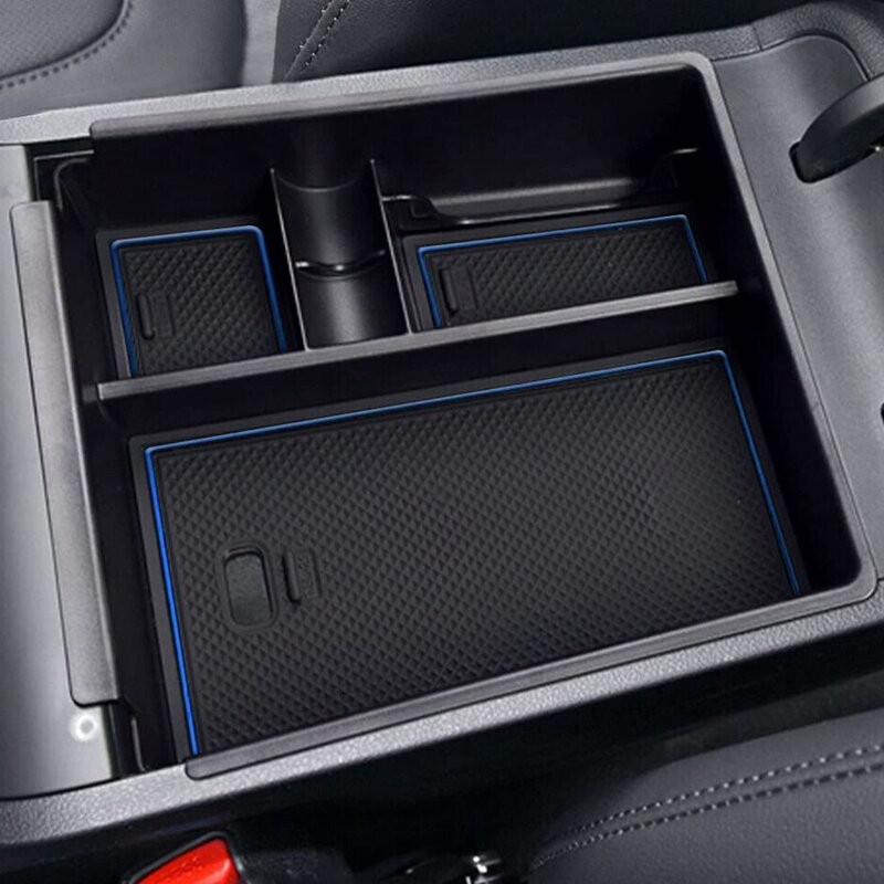 Caixa de bandeja do armazenamento do braço do console central do carro, almofadas jimed azuis, ABS apto para Hyundai Tucson NX4 2021 2022