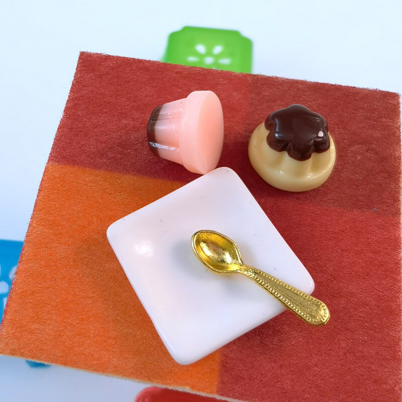 1 مجموعة 1:12 دمية مصغرة الفواكه بودنغ مع ملعقة محاكاة الغذاء نموذج لعب ل دمية صغيرة الديكور اكسسوارات