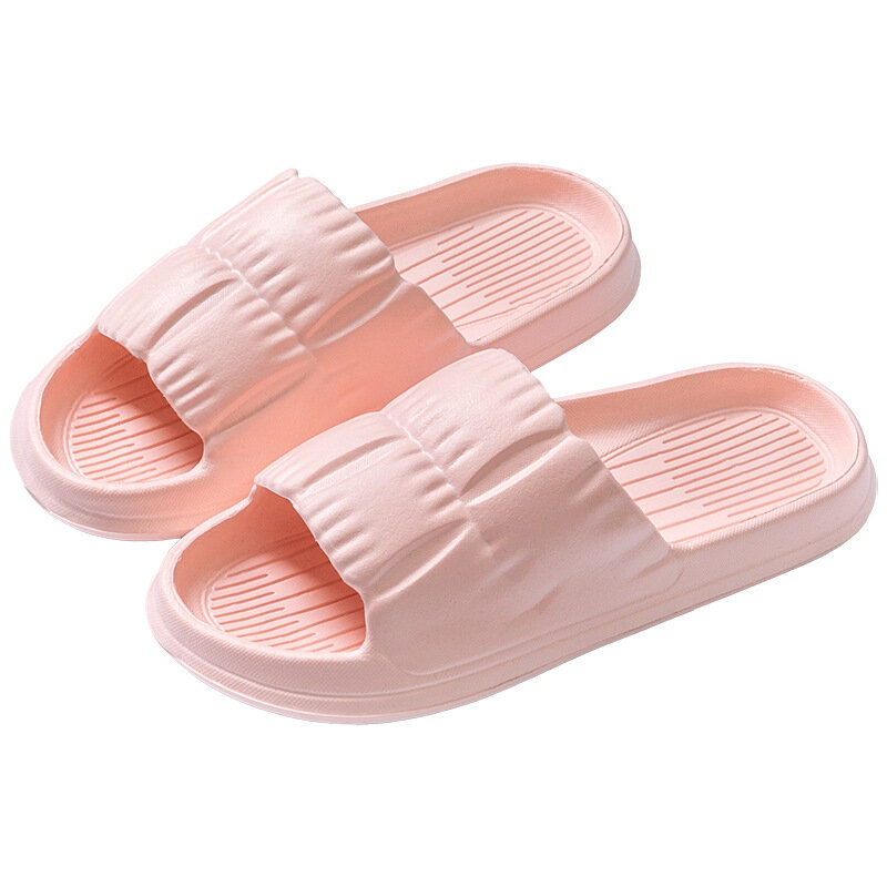 Home Cloud solid color slippers Women sandals Flip-flops Pleated petal beach non-slip house shoes men platform women slide