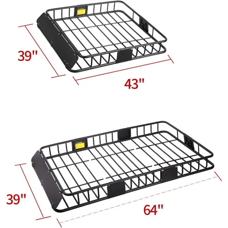 Leader Accessories Roof Rack Cargo Basket Set, Car Top Luggage Holder 64"x 39" + Waterproof Rooftop Cargo Carrier Bag