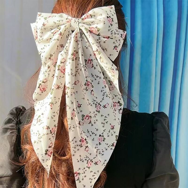 Clipe de seda bowknot para mulheres e meninas, cabeça traseira, estilo francês, clipe de mola, 2024