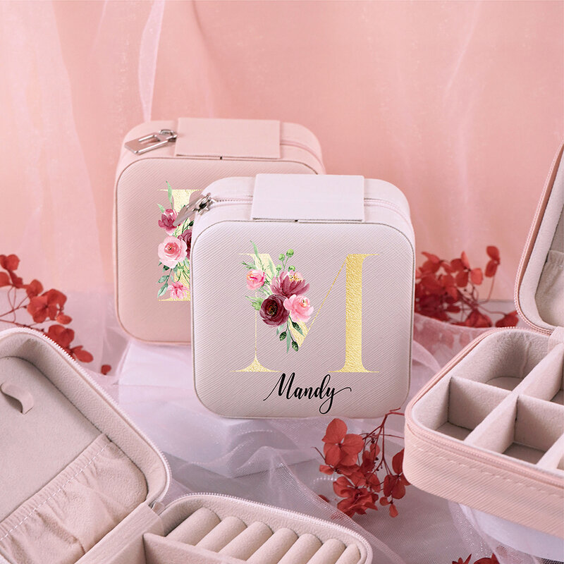 Custom Initial with Name Jewelry Storage Box Bridesmaid Wedding Favors Holder Storage Display Boxes Party Birthday Mother Gift