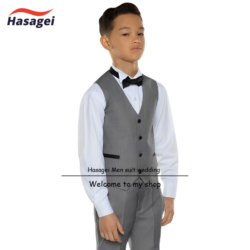 Traje de boda blanco para niños, conjunto de 3 piezas (chaqueta, pantalones, chaleco, corbata), Blazer personalizado Formal para niños de 2 a 16 años