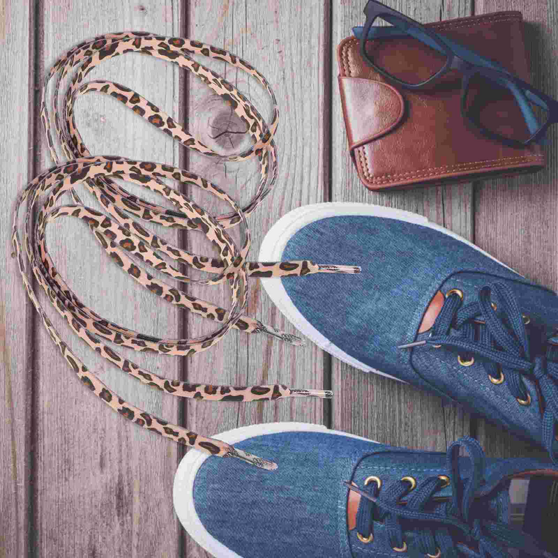 2 Pairs Mens Shoes Leopard Lace Classic Ties Flat Shoelaces Men's Creative Durable Fashionable Shoestrings Man