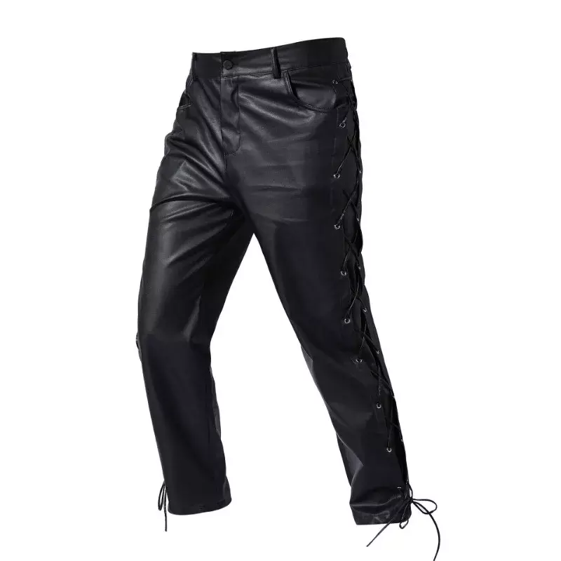Pantalon en cuir carillon décontracté pour homme, pantalon polyvalent, beau, personnalisé, à la mode, document solide