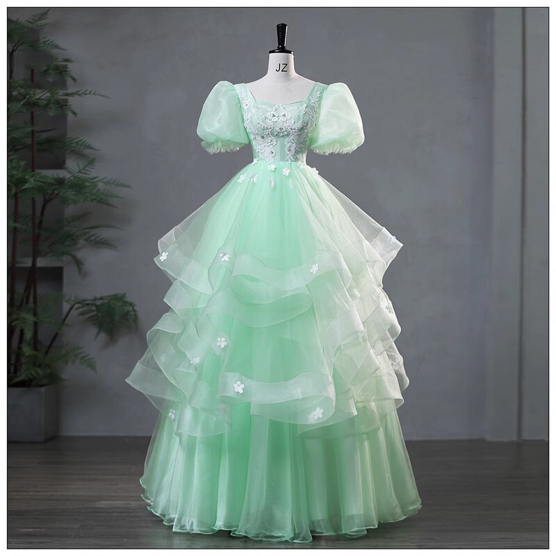 Многослойные платья с оборками для Quinceanera 2024, кружевное платье с аппликацией и бусинами, искусственное платье для выпускного вечера, халаты 15 лет