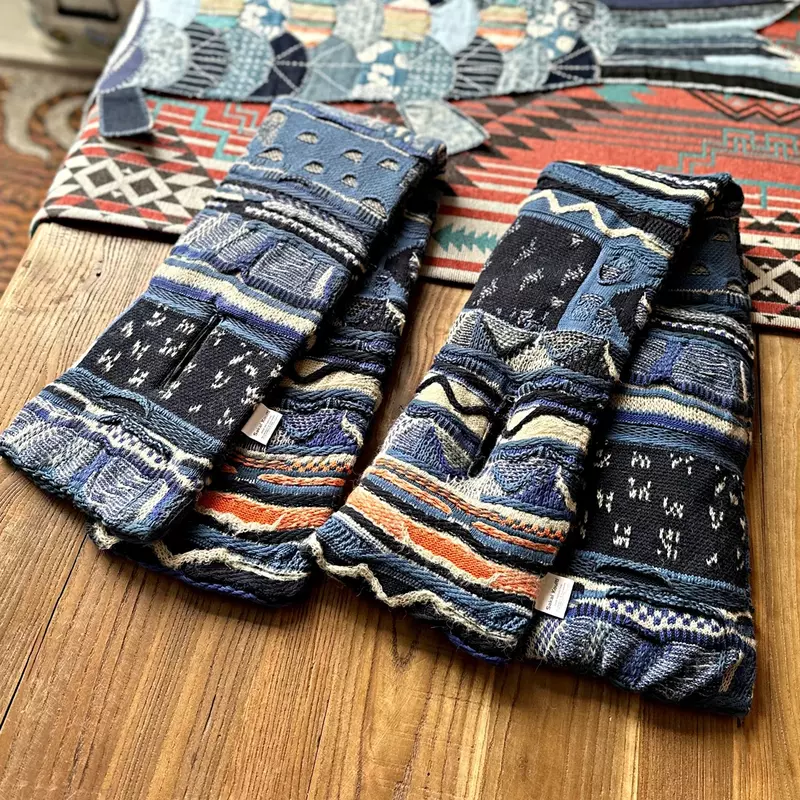 남녀공용 일본 레트로 니트 네커치프, 코튼 이너 안감, 따뜻한 스카프 넥