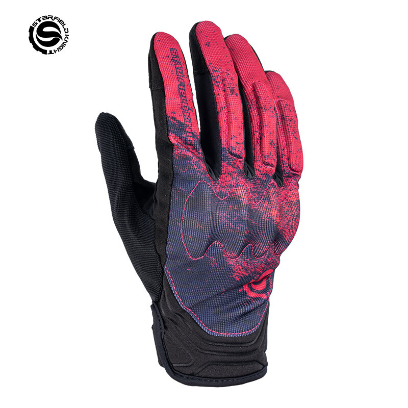 SFK-guantes de cuero genuino para Motocross, protección de nudillos, prevención de caídas, pantalla táctil, color rosa