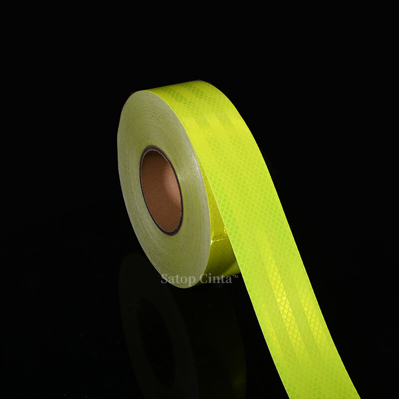 5CM X 10M Pita Perekat Reflektif Tahan Air Neon Kuning Reflektif Stiker Hewan Peliharaan Kelas Reflektor untuk Hal-hal Yang Mencerminkan Sepeda Decal
