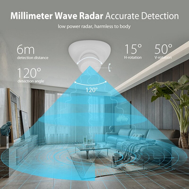 Zigbee Tuya detektor kehadiran manusia Wifi, detektor Radar Microwave nirkabel tahan lama 24Ghz