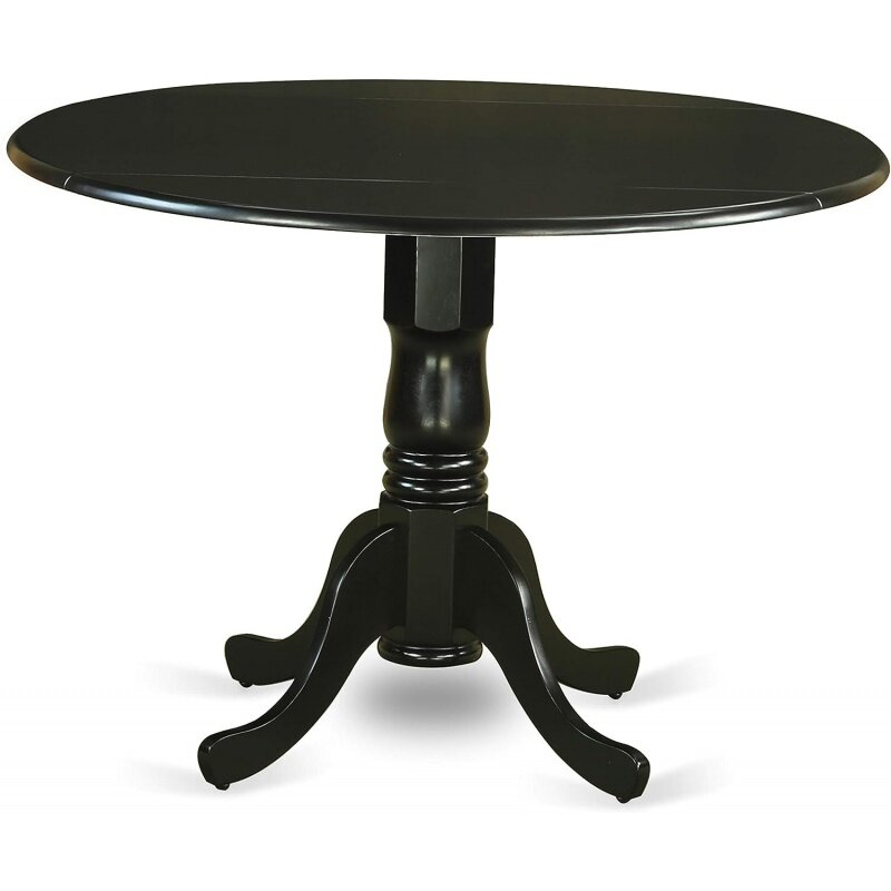 East West Furniture DLCL5-BLK-C Dublin 5 Piece Room Set Includes a Round Dining Table with Dropleaf and 4 Linen Fabric Upholster