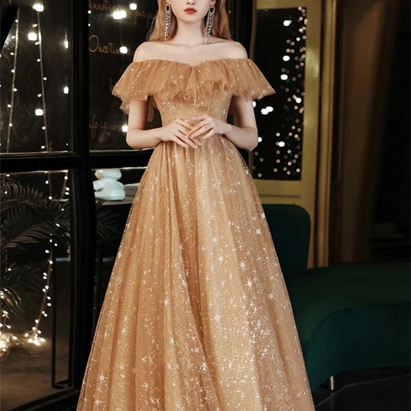 Простое бальное платье с открытыми плечами, очаровательное вечернее платье-трапеция с принтом, пикантная прозрачная длинная рубашка в пол, жилет, 2024