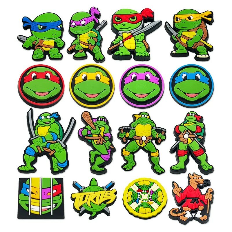 16pcs/set Ninja Turtle Cartoon Shoe Charms Shoe Buckle Decoration Children's Favorite Gifts Holiday Gifts Sandals Accessories