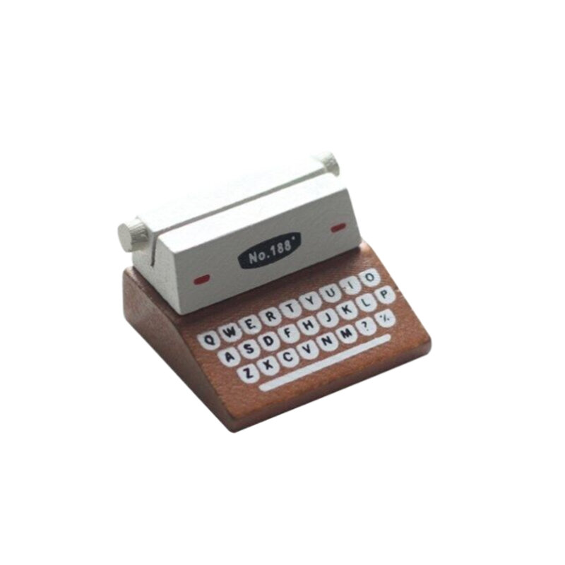 Vintage Typewriter Shape Card Holder Wooden Memo Clips Photocard Holder Kawaii Messege Note Display Stand Office Desk Organizer