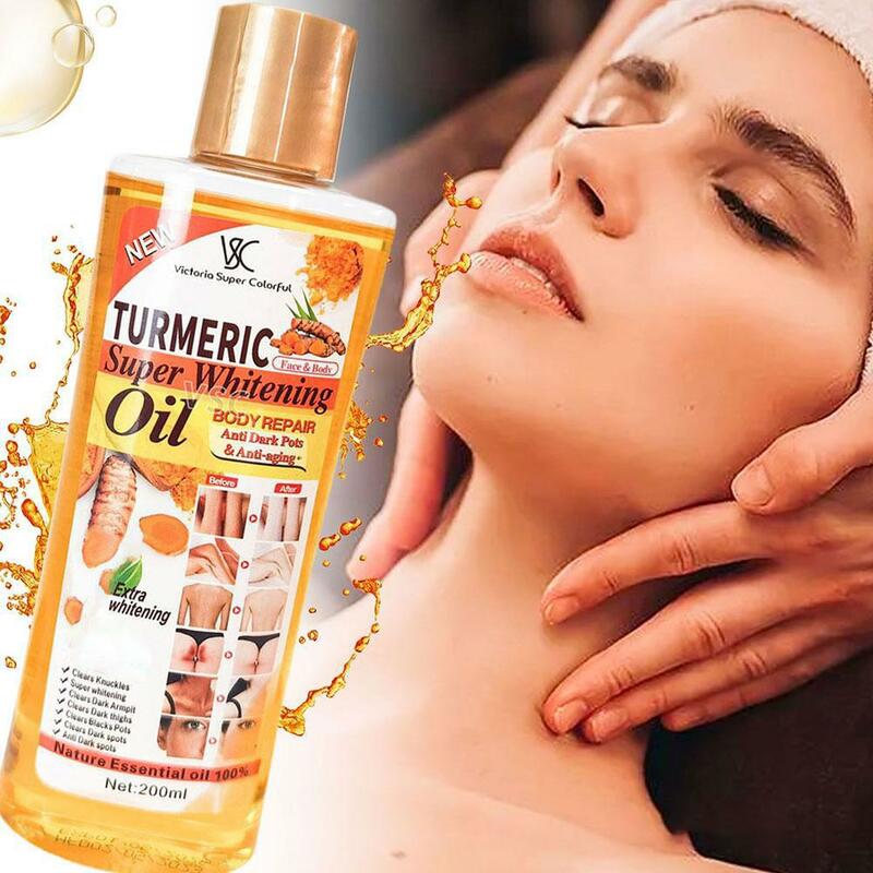 Aceite Esencial de cúrcuma para masaje de piel, 2 piezas, 200ml, difusor, aromaterapia, cuidado facial, elimina arrugas